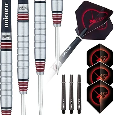 Image of Unicorn Unisex Core PlusStyle 2Steel Tip Darts, Silver / Black, 26 G EU