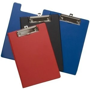 Image of A5 Small Pvc Plastic Foldover Hardback Quality Clipboard Blue/ Black
