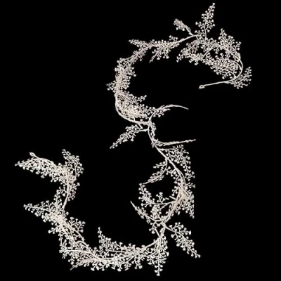 Image of Christmas Concepts® 1.8m (6ft) Champagne Glitter Leaf Garland Floral Party Décor Tree Decorations