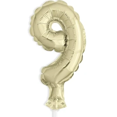 Image of Gold Foil Number 9 Balloon Cake Topper (12cm) Perfect for Birthdays, Anniversaries, &amp; Milestone Events 1 Pc
