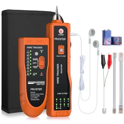 Image of Proster Network Cable Tester Tracer with Battery Earphone Sensitive Wire Tracker Telephone for LAN Ethernet RJ45 RJ11