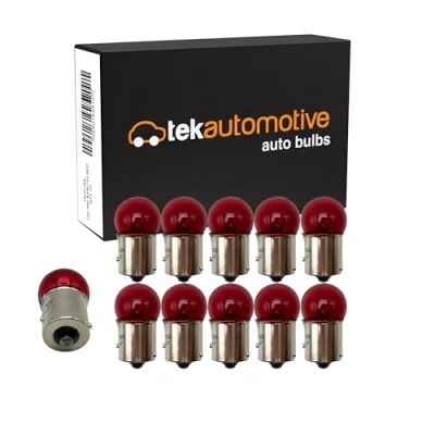 Image of Tek Automotive 207 Red Car Motorcycle Bulbs Brake Tail Fog Light 207BR 12V 5W BAW15S Off Set Pins Box of 10