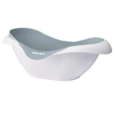 Image of BÉABA Baby Bath Non slip and Comfortable Ergonomic Multi functional Soft Flexible Material Drain Plug Camélé&#039;O Made in France Grey