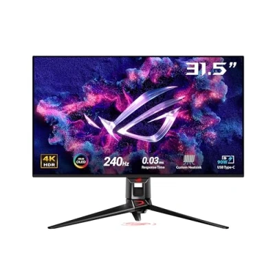 Image of ASUS ROG Swift OLED PG32UCDM gaming monitor ― 32 inch 4K QD panel, 240Hz, 0.03ms (GTG), G SYNC compatible, custom heatsink, graphene film, uniform brightness, 99% DCI P3, True 10 bit, 90 W Type C
