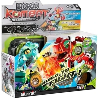 Image of Silverlit Biopod Kombat, Fun to Build and Battle Electronic Creature Robots, Terrifying Noises LED Effects, 2 Robots Stations Included, 20+ Parts Build, Children 5+