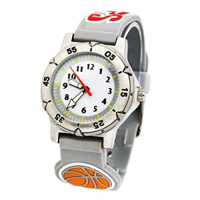 Image of ele ELEOPTION Waterproof 3D Cute Cartoon Digital Wristwatches Time Teacher Gift for Little Girls Boy Kids Children Environmental Friendly Silicone Watch (Basketball, Gray)
