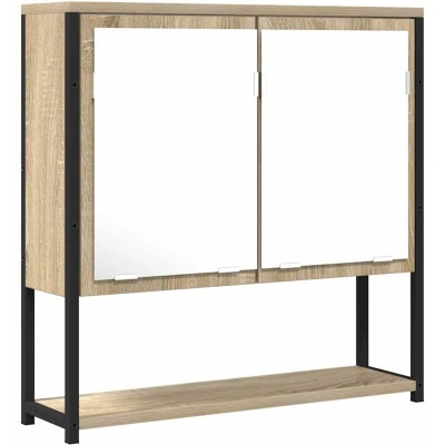 Image of vidaXL Bathroom Mirror Cabinet Sonoma Oak 60x16x60 cm Engineered Wood