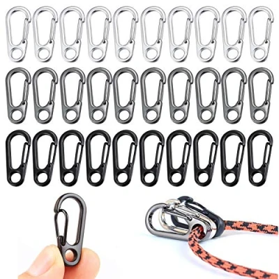 Image of 30PCS Mini SF Carabiner Clips Tiny Alloy Spring Snap Hook Keychain Clasps EDC Small Hanging Buckle for Backpack Camping Bottle Using Accessories Paracord Tactical Survival Gear (3 Colors)