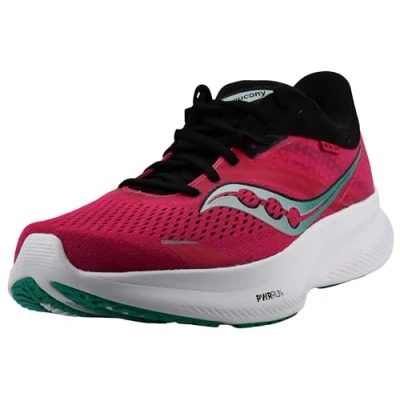 Image of Saucony Ride 16 Women&#039;s Running Shoes SS23 Rose Black 8 UK