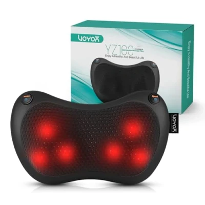 Image of VOYOR HEALTH Shiatsu Neck and Back Massager with Heat 3D Kneading Deep Tissue Massage Pillow for Lower Back, Shoulder, Calf, Foot, Use at Home, Car, Office (Black)