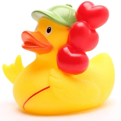 Image of Rubber Duck Balloon I Squeaky Length 9 cm Includes Keyring in Set