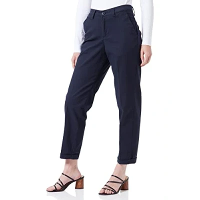 Image of Jjxx Women&#039;s Jxella Regular Chino Mw Pant Noos Trousers, Blazer Navy, 30W x 32L
