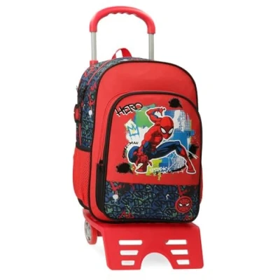 Image of Joumma Marvel Spiderman Urban School Backpack with Trolley Red 30x40x13cm Polyester 15.6L, red,
