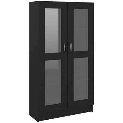 Image of vidaXL Vitrine Cabinet Black 82.5x30.5x150 cm Engineered Wood