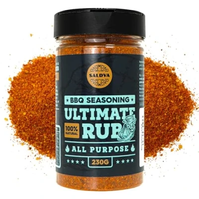 Image of Ultimate Rub BBQ All Purpose Seasoning 100% Natural and Universal Flavourful Round Blend of Spices for Amazing Beef, Pork, Poultry, Vegetable Dishes Large Jar (230g)