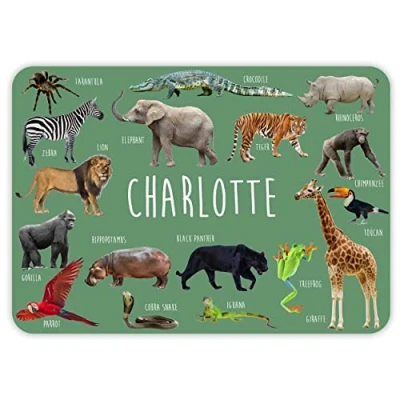 Image of Paper Themes Personalised Placemat for Kids (Jungle Animals)