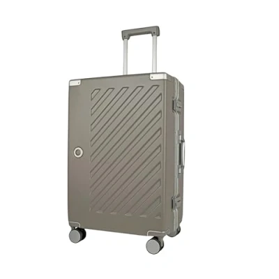 Image of 100% Polycarbonate Zipperless Medium Suitcase, Hardshell Check in Luggage with Double TSA Locks and 4 Wheels, Aluminium Alloy Handle, Flight Case for Travel Khaki Grey