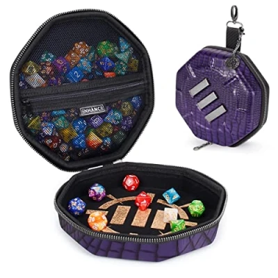 Image of ENHANCE DnD Dice Tray and Case Collector&#039;s Edition Holder for up to 150 D&amp;D with Rugged Exterior Protective Interior Rolling Perfect Game Night (Dragon Purple)