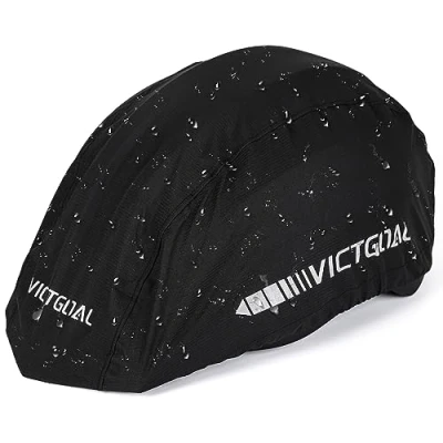 Image of Victgoal Bike Helmet Rain Cover with Safety Reflective Stripes, Waterproof Windproof for Road Bicycle Cycling (Black)