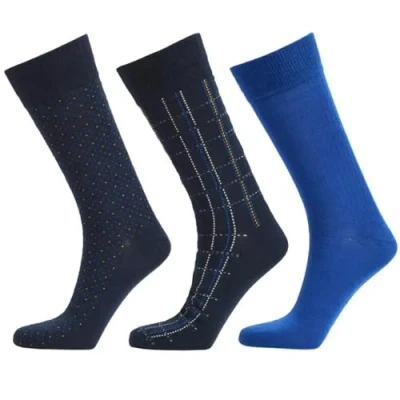 Image of GANT Mens Check Socks 3 Pack Gift Box Evening Blue (9 11 UK)
