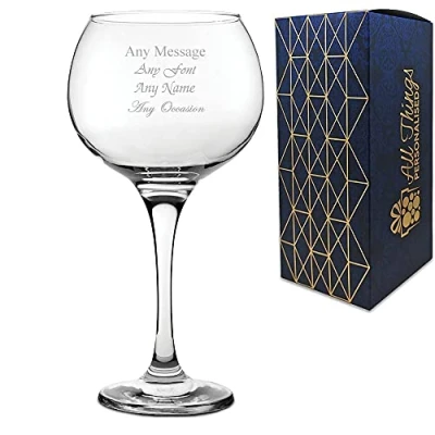 Image of Personalised Engraved Extra Large Ambassador Gin Balloon, Gift Boxed, Personalise with Any Message for Occasion
