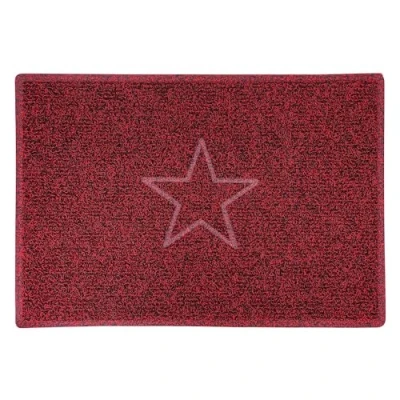 Image of Nicoman STAR Embossed Shape Door Mat Trapper Jet Washable Doormat (Use Indoor or Sheltered Outdoor), Large (90x60cm), Red with Black