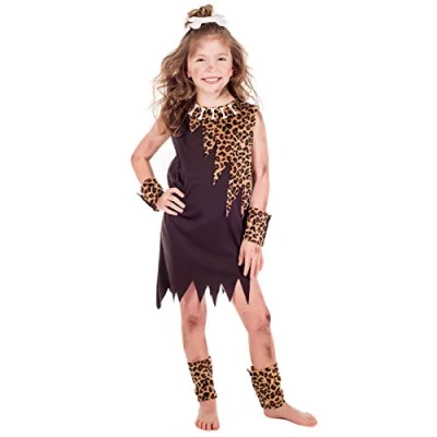 Image of Fun Shack Kids Stone Age Costume Girl, Caveman Kids, Girls Costume, Large