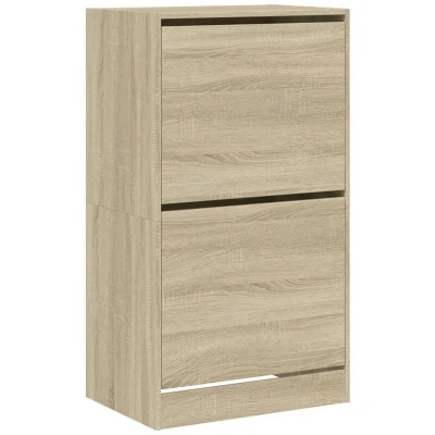 Image of vidaXL Shoe Cabinet with 2 Flip Drawers Sonoma Oak 60x42x108 cm