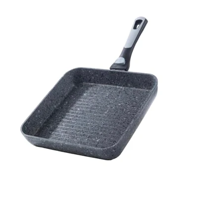 Image of HOUSZY 26cm Grill Pan with Detachable Handle, Granite Non Stick Coating, Griddle Pan, Induction Hob Compatible, Oven Safe Steak