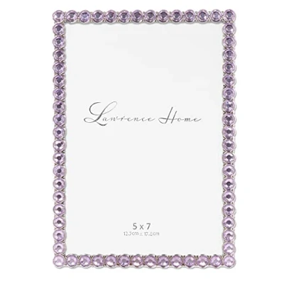 Image of 5x7 Silver Metal Sparkle Frame Bright Lilac