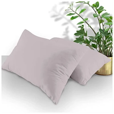 Image of Luxury Housewife Percale Pillow Cases 2 Pack, Super Soft Cozy Plain Dyed Pillowcases, Non Iron Polycotton Bedding Case, Grey