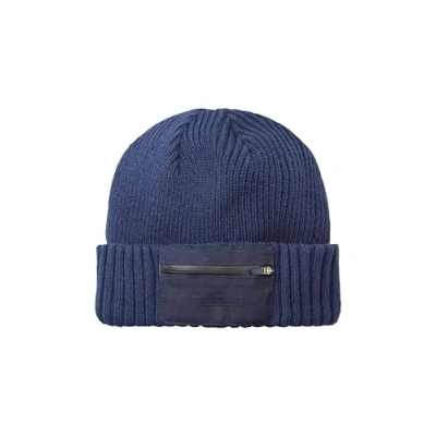 Image of SEALSKINZ Colby Unisex Waterproof Zipped Pocket Rib Knit Beanie Hat for Everyday &amp; Outdoor Activities EcoTeflon Technology Blue