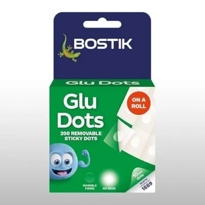 Image of Bostik Glu Dots on a Roll Removable, Double Sided Glue Dots, For Instant Fixing &amp; Crafts, Easy to Use, No Mess, Clear, x200