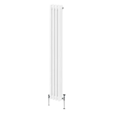 Image of Traditional 3 Column Radiator 1800mm x 202mm Modern Central Heating Heater Gloss White Carbon Steel Vertical Wall Mounted Kitchen Living Room Bathroom Cleaning Brush Fixing Kit &amp; Brackets