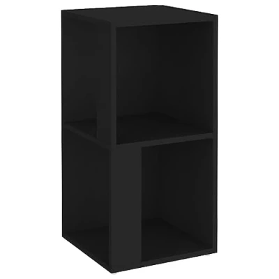Image of vidaXL Corner Cabinet Modern, Compact, Black Engineered Wood Cube Storage Unit 33x33x67 cm, Perfect for Living Room or Office Space