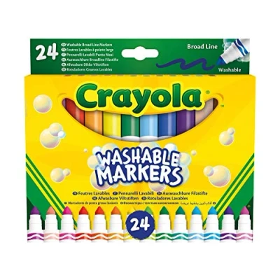 Image of CRAYOLA 24 Washable Fine Tip Assorted School Leisure Marker Pens, Coloured /