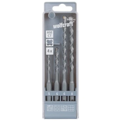 Image of wolfcraft TC Hammer Drill Bit Set &quot;Standard&quot; 4 Pcs., SDS Plus shank I 8456000 For drilling into concrete, natural stone and artificial