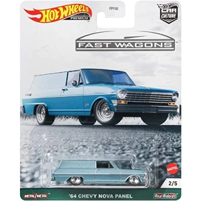 Image of Hot Wheels &#039;64 Chevy Nova Panel Fast Wagons 2/5 Blue