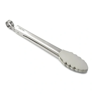 Image of Zeal Silicone Non Stick Kitchen Tongs with Stainless Steel Handle (26cm) French Grey, 26 cm