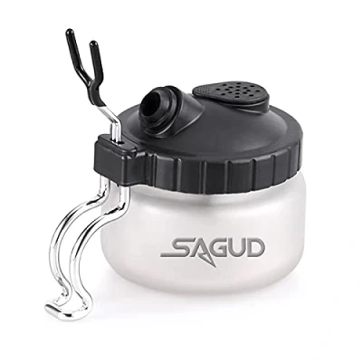 Image of SAGUD Airbrush Cleaning Pot Glass Bottles Cleaner Kit with Air Brush Jar Holder Station