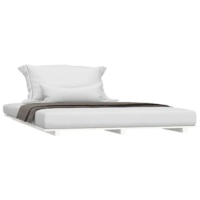 Image of vidaXL White King Size Solid Pine Wood Bed Frame with Plywood Slats 150x200 cm Durable Bedroom Furniture