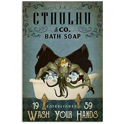 Image of TNND Bath Soap Company Cthulhu Poster Art Print Decor Home Wall Metal Sign 8x12 inches
