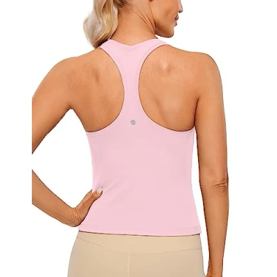 Image of CRZ Yoga Butterluxe Racerback Gym Vest Top for Women Sleeveless Sport Tank Tops Summer Fitness Shirts Comfort Camisole Pink Peony 16