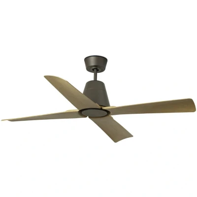Image of Typhoon Medium Brown, Wood IP44 DC Ceiling Fan 6 Speed