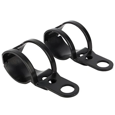 Image of Qiilu Motorcycle LED Headlight Bracket, 30 43mm Fork Relocation Clamps, Black, Mount Bracket for Kawasaki, Suzuki, Yamaha