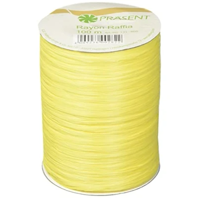 Image of Prasent 100 m Rayon Raffia Spool Rayon, Yellow