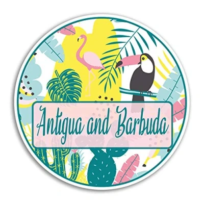 Image of 2 x 10cm Antigua Barbuda Vinyl Stickers Tropical Sticker Laptop Luggage #18682 (10cm Wide)
