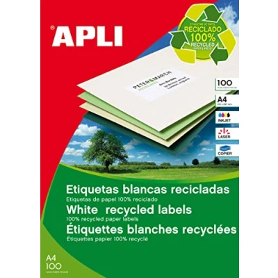 Image of APLI 12060 Recycled Permanent White Labels 70 x 35 mm 100 Sheets
