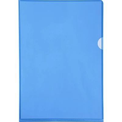 Image of Exacompta Ref 661225E PVC Cut Flush Folder Suitable for Holding A4 Documents, 0.1mm Clear PVC, Top &amp; Right Openings, Out Easy Opening Blue (Bag of 100)