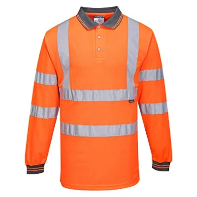 Image of Hi Vis Long Sleeved Polo (Orange) 5XL